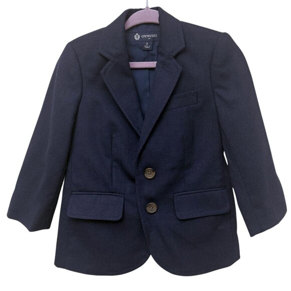 CREWCUTS Little Boys Suit Size 2 Toddler Navy Blue Wool Thompson Blazer w/ Pants - Picture 2 of 14